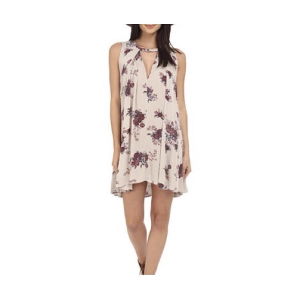 Free People For The Moment Mini Dress XS Pink Boho Peasant Babydoll Tunic